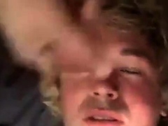 Fucking the twink's mouth and cumming on his face