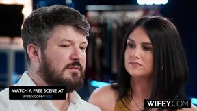 Parker Ambrose and Sienna Rae get double penetrated while hubby watches in hotwife lingerie