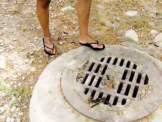 Hawt Black Peeing Outside Sex Shop