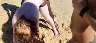 MilfS has sex in front of everyone after teasing a stranger on the beach