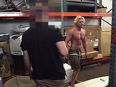 Russian blonde surfer ends up pawning his virgin ass in the pawnshop