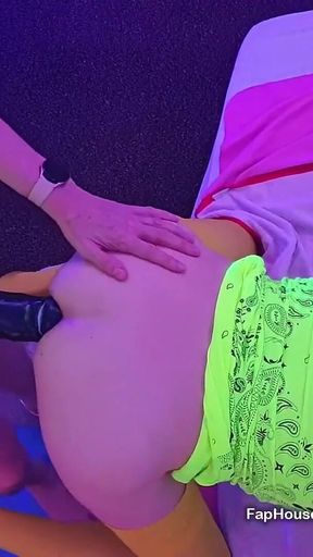 Uv Glow Threesome with Femdom Pegging and Big Cock Blowjob
