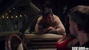 Hot Latina MILF deepthroats gigantic cock in outdoor hardcore threesome