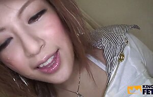 Pure japanese adult video, japanese girl swallows cum after stroking a guy on the stairwell pov