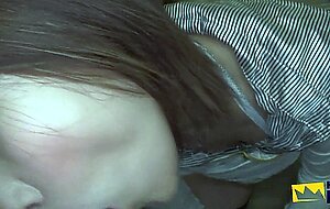 Pure japanese adult video, japanese girl swallows cum after stroking a guy on the stairwell pov