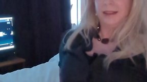 Self-facial with short skirt and stockings