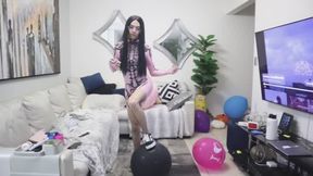 Popping multiple sized and brand balloons