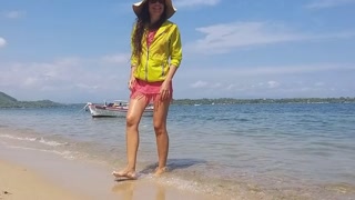 Hairy Pussy PEE on Public Beach # Up skirt NO PANTIES
