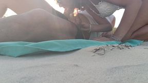 MILF Beach Blowjob with Swallow