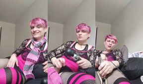 Pink Tgirl Catgirl Ass Destroyed by Bad Dragon Cum Gush Interrupted