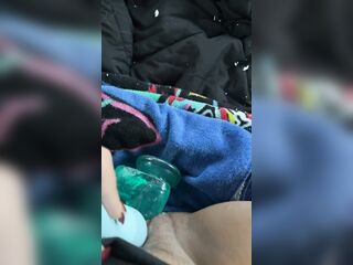 Amateur plays with vibrator and vibrator alone in public!!!