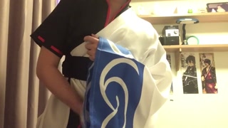 Gintoki cosplay pleasuring himself