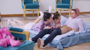 Two Young Waitresses Seduced The Boy In The Cafe