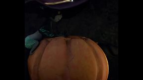 Hyper Futa Midna Fuck Slamming Pumpkin (Side view)