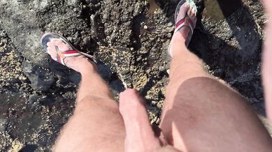 Stranger Beach Slut Grips Dick Helps Piss Public Gush Explosion