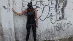 Rubbered-Up Salem-Cat Gets Wet and Messy with Milk