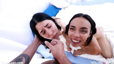 Violeta and Chloe, Colombian and Mexican lovers, share a steamy threesome