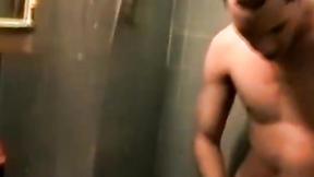 ”Passionate dick stroking while taking a shower by cutie Jack Hammah”