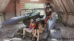 Threesome Sexy Heroes Party On The Tank With Orgasm