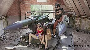 Threesome Sexy Heroes Party On The Tank With Orgasm