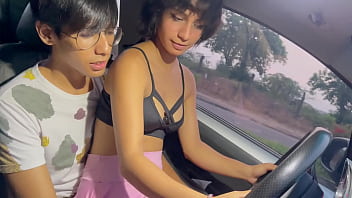 Shy Latina stepsister gets fucked hard in stepdad's car