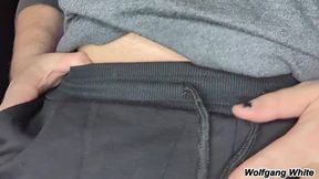 Straight Roommate Cums Hard in Stretched Sweatpants POV Choked on Thick Uncut Pole