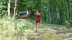 Changing wet clothes outdoor and desperate to pee