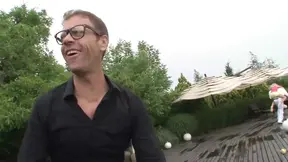 Blonde cutie gets double-fucked in interracial threesome