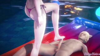 LOL League of Legeds Animated 3D- Jinx Rough sex into a pool - Japanese eastern manga animated game porn