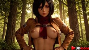 mikasa ackerman relieved her stress by letting herself get fucked in the woods [ai]