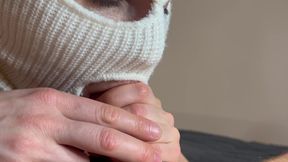 Your girl on her knees sucks your dick for 7 minutes... Then he takes it in his hand and squeezes every last drop right into his palm. See how it flows