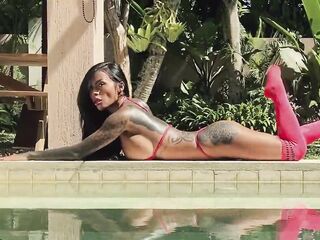 SANKTOR - INKED BREASTY MAMA WITH LARGE BREASTS TEASING IN THE SWIMMING POOL