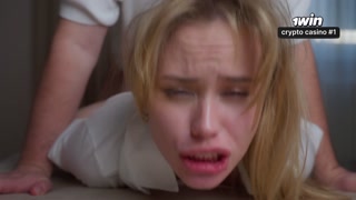 Secretary MariMoore deep-throats a cock and has rough sex with her boss while his wife is in the next room