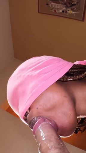 Best Ebony Mouth Gives Blowjob to Big White Cock and Gets Cum in Her Mouth in Reward