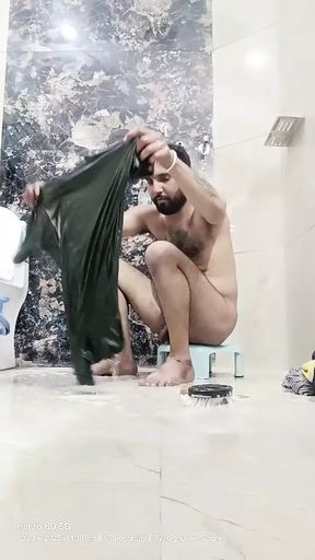 Washing clothes of neighbour after having sex with him