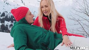 Gorgeous Blonde & Busty Ski Instructor Gets Fucked by Young Stud