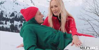 Gorgeous Blonde & Busty Ski Instructor Gets Fucked by Young Stud