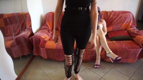 Italian mistresses humiliating a small penis slave