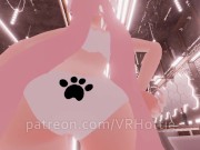 Thicc Booty Pink Hentai Girl Busts Out Dildo Nora Lovense Strips Down in Restroom POV Lap Dance