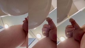 amateur redhead guy pissing in public urinal filmed from below