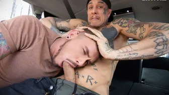 Bo Sinn gives hitchhiker Seth Knight a rough anal pounding in the van