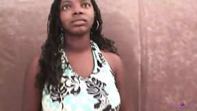 Instead of just modeling the brunette wants to please him with her ebony blowjob skills