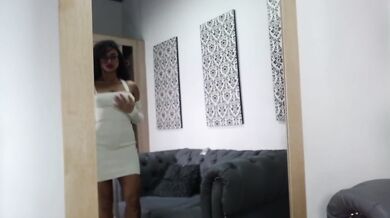 Seducing her neighbor in the silkies two big boob dress