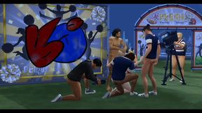 Abby is the main event after the cheerleading tryouts and is gangbanged by the whole football team.