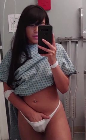 Teen almost caught masturbating in a hospital bathroom