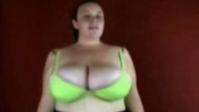 All natural huge F boobs of my brunette plumper jiggle like a jelly