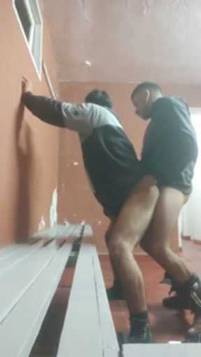 Anal in the locker room during vacation