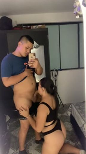 Latina brunette loves to look in the mirror while fucking