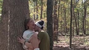 Deer Girl gets fucked savage and creampied in the woods