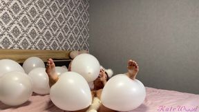Rubbing My Pussy Against Balloons in Cat Ears and a Tail